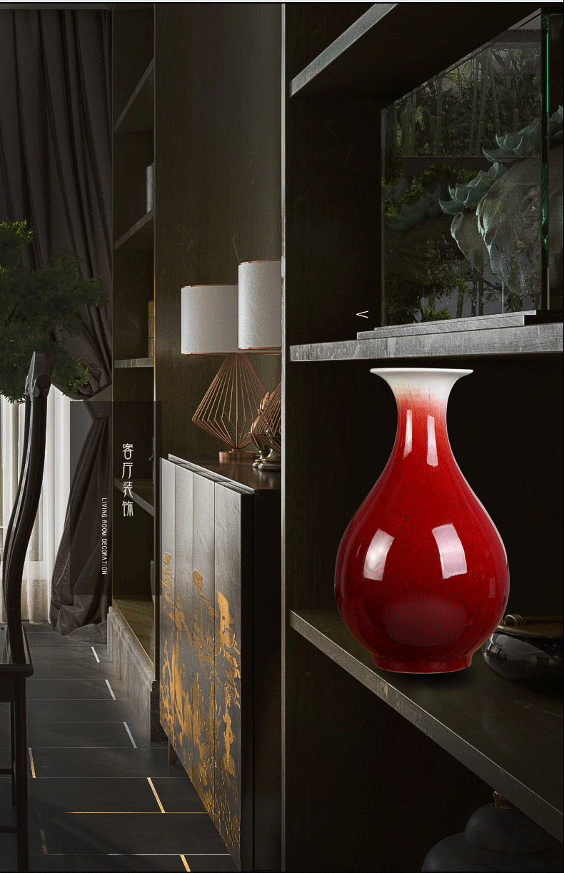 Open the slice of jingdezhen ceramics ruby red archaize crack glaze big vase 50 cm high sitting room adornment furnishing articles