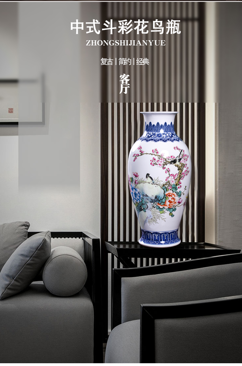 Jingdezhen ceramic masters Zheng Ri qian hand - made prosperous winter jasmine flower vase home sitting room of Chinese style mesa furnishing articles