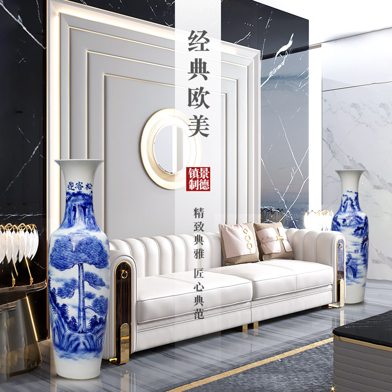 Jingdezhen ceramics hand - made guest - the greeting pine of large vases, sitting room of Chinese style household furnishing articles hotel opening gifts