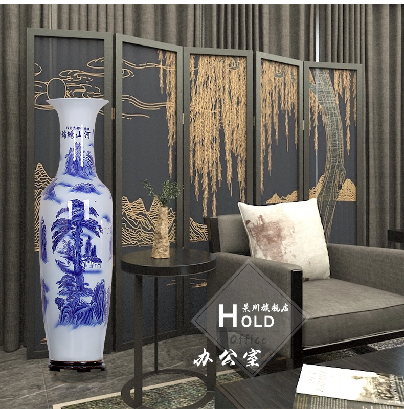 Jingdezhen chinaware bottle of archaize splendid sunvo large blue and white porcelain vase hotel furnishing articles sitting room adornment