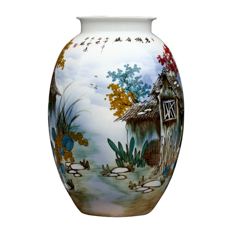 Jingdezhen ceramics green lake town hand - made vases, Chinese style is I sitting room home furnishing articles mesa adornment