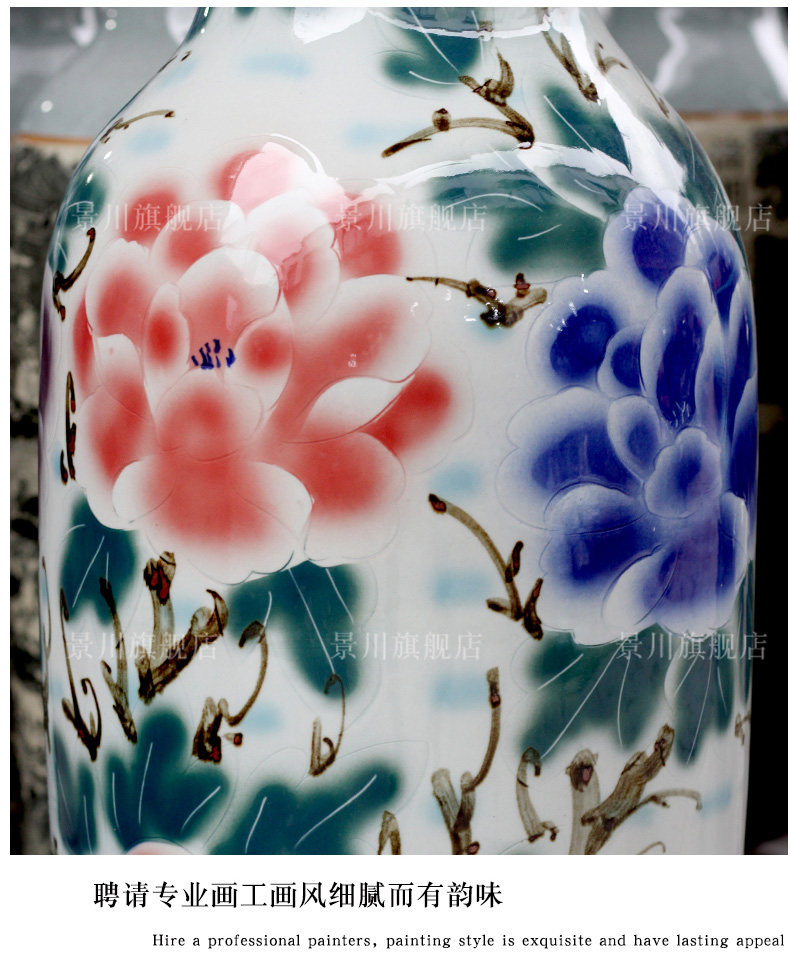 Jingdezhen ceramics hand - made blooming flowers large vases, home furnishing articles sitting room of Chinese style hotel adornment