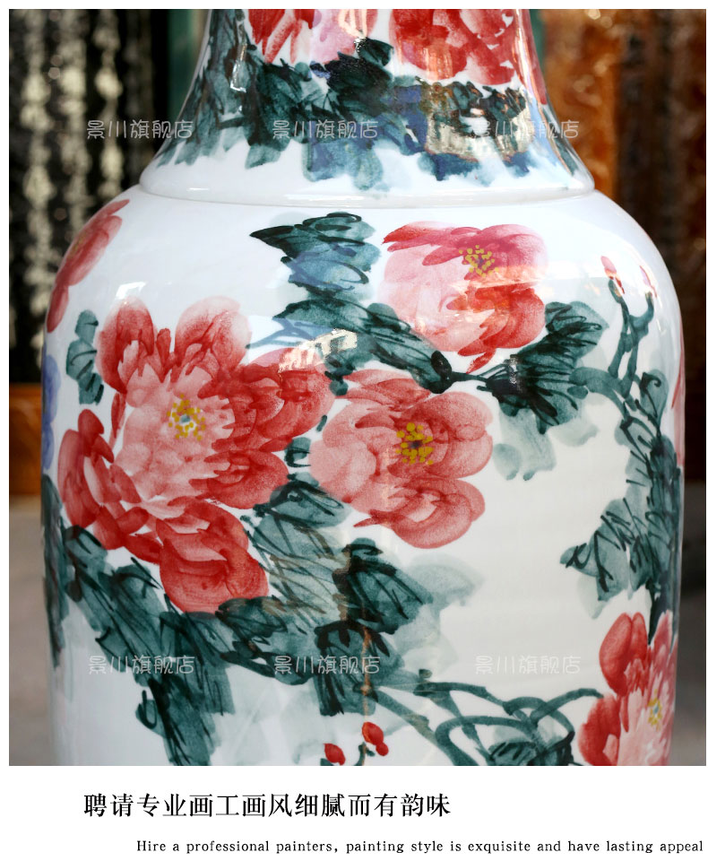 Jingdezhen ceramics from pastel hand - made peony of large vases, I sitting room adornment home furnishing articles