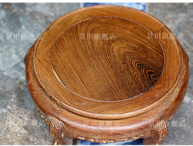 Chicken wings wood carving round base tank vase is rock solid wood base floor furnishing articles flowers bonsai pot