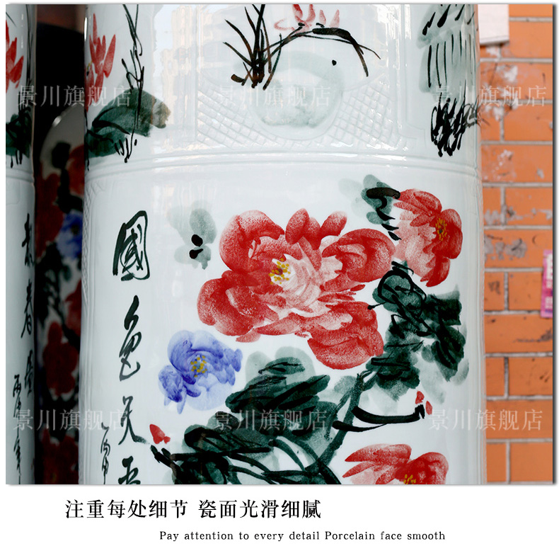 Jingdezhen ceramics peony quiver hand - made amusement landing big vase stores crafts are sitting room