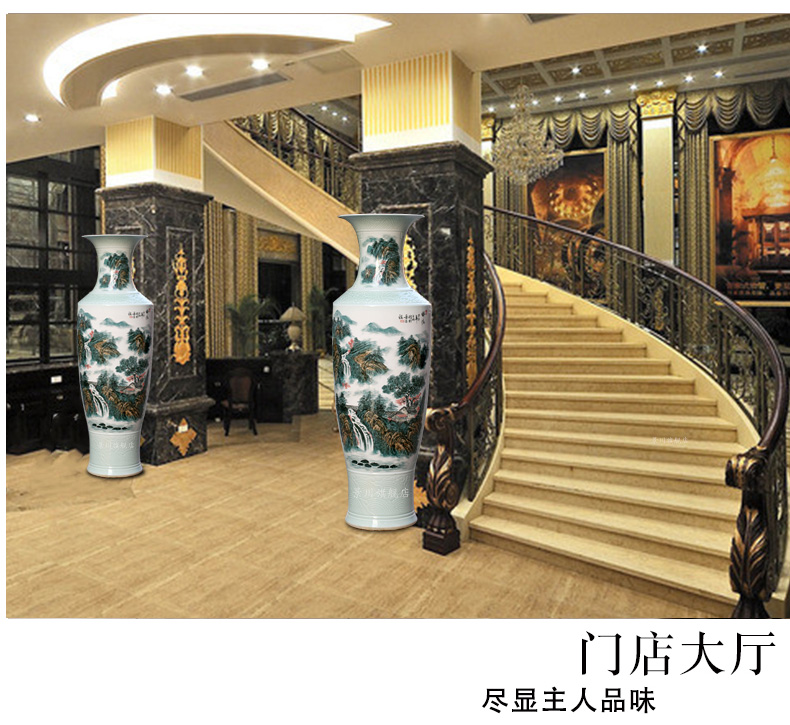 Jingdezhen ceramics hand - made mountain green water show large vases, furnishing articles sitting room hotel modern household adornment