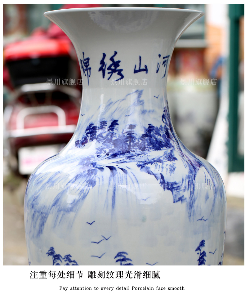 Blue and white porcelain of jingdezhen ceramic hand - made splendid sunvo flower arranging landing big vase 90 cm high home furnishing articles in the living room