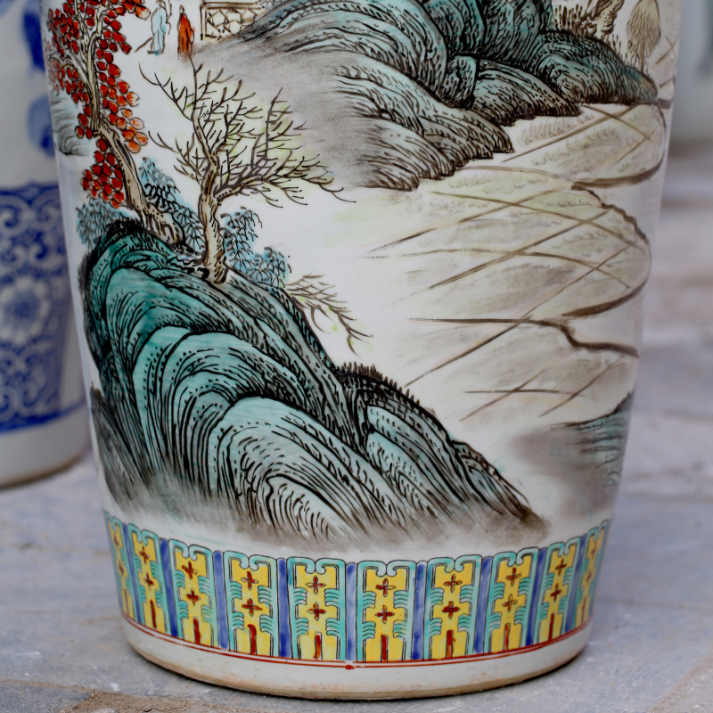 Hand made landscapes jingdezhen famille rose porcelain vase landing place to live in the sitting room shops opening gifts