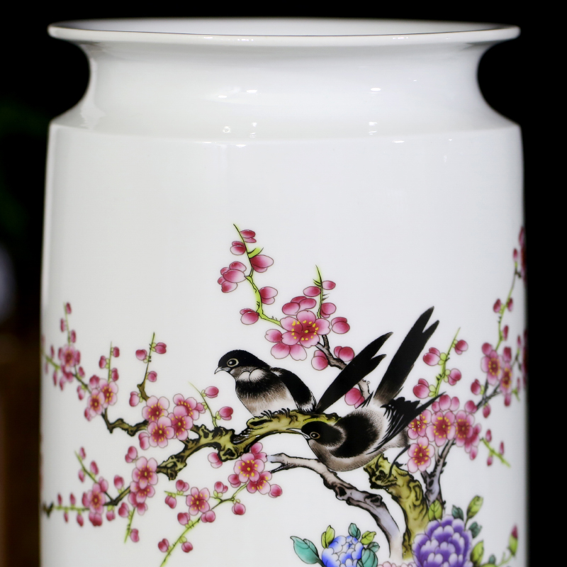 Jingdezhen ceramics spring scenery garden landscape painting sitting room study painting and calligraphy calligraphy and painting cylinder vase household furnishing articles