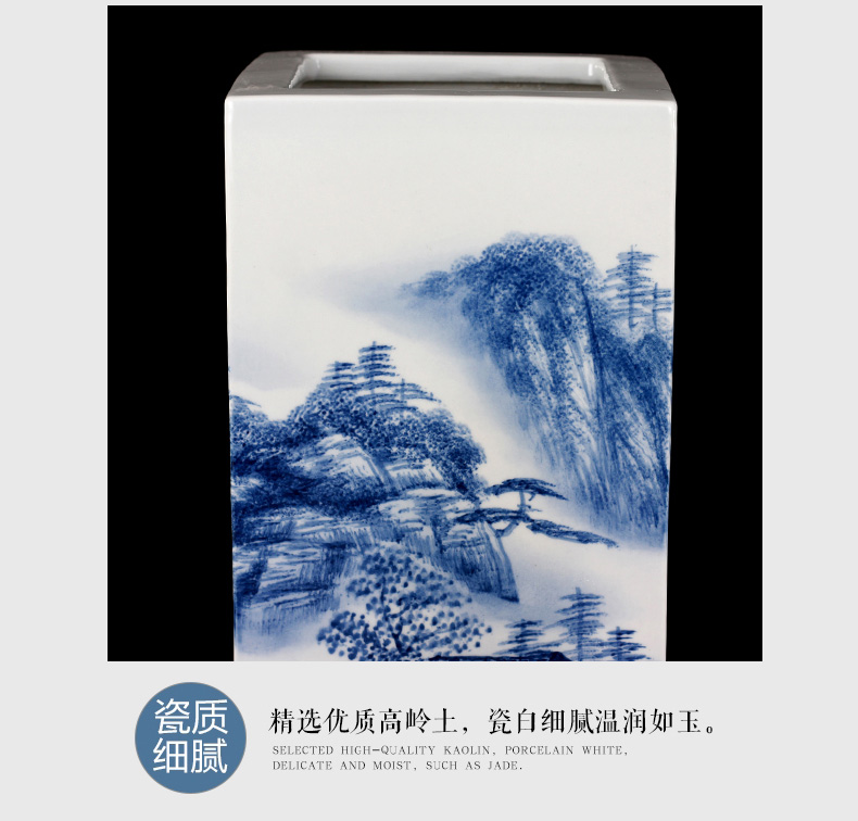 Hand draw the miao customs mesa square vase of blue and white porcelain of jingdezhen ceramics receive furnishing articles study calligraphy and painting