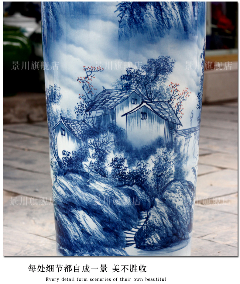 Jingdezhen ceramic hand - made scenery of large vase home furnishing articles modern quiver landing craft ornaments sitting room