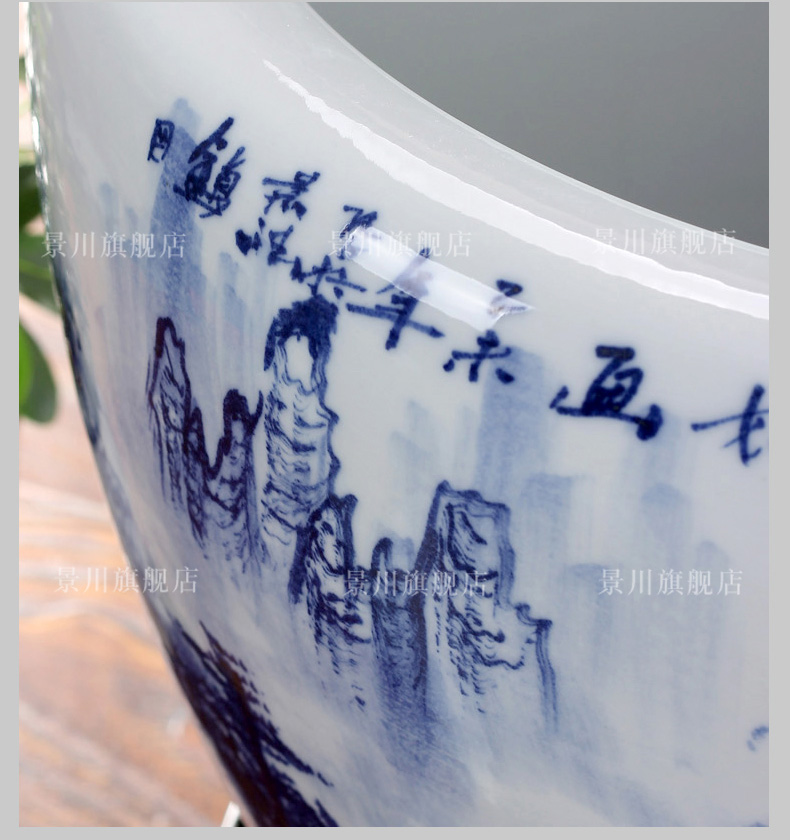 Jingdezhen ceramics large brocade carp goldfish bowl water lily lotus tortoise cylinder cylinder freehand brushwork in traditional Chinese home decoration furnishing articles