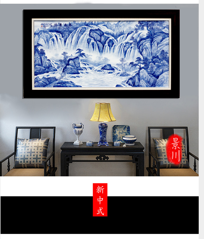 Jingdezhen blue and white landscape hand - made porcelain plate adornment painter in the sitting room sofa background wall ceramic bedroom hangs a picture