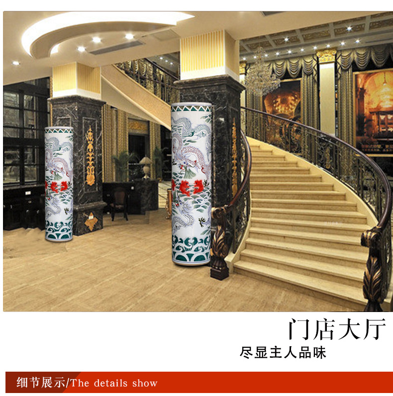 Jingdezhen ceramic floor big vases carved dragon quiver opening gifts decorations yards porcelain sword barrel furnishing articles