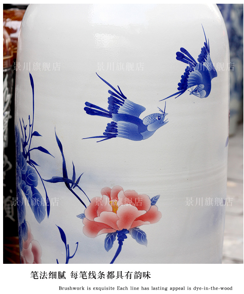 Jingdezhen porcelain ceramics hand - made riches and honour auspicious figure sitting room of large vase household furnishing articles large - sized quiver