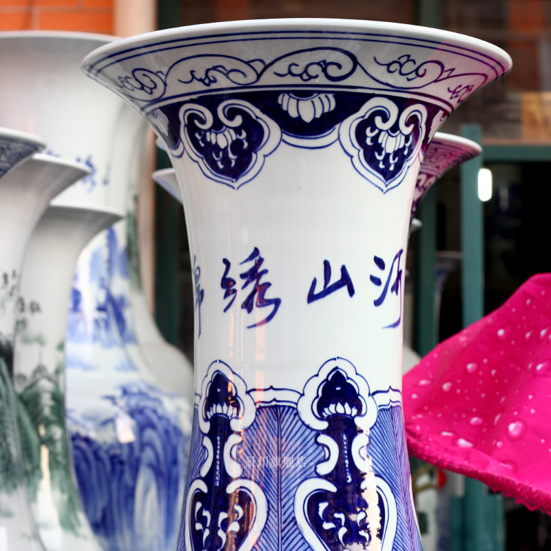 Hand antique blue and white porcelain of jingdezhen ceramic landing big vase splendid sunvo home furnishing articles hotel decoration