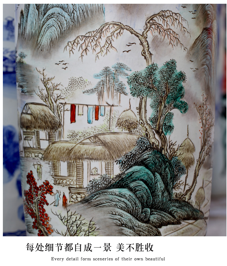 Hand made landscapes jingdezhen famille rose porcelain vase landing place to live in the sitting room shops opening gifts