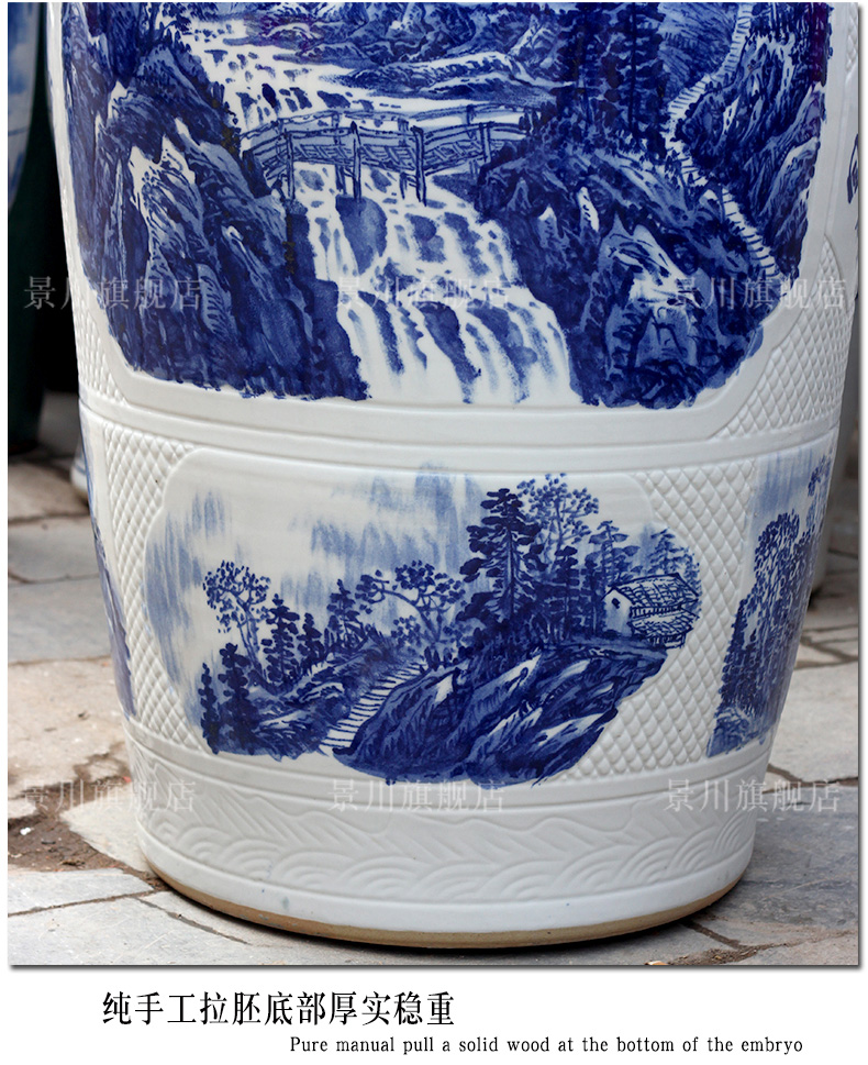 Hand - made bold carving painting landscape of large vases, jingdezhen ceramics hotels sitting room large furnishing articles