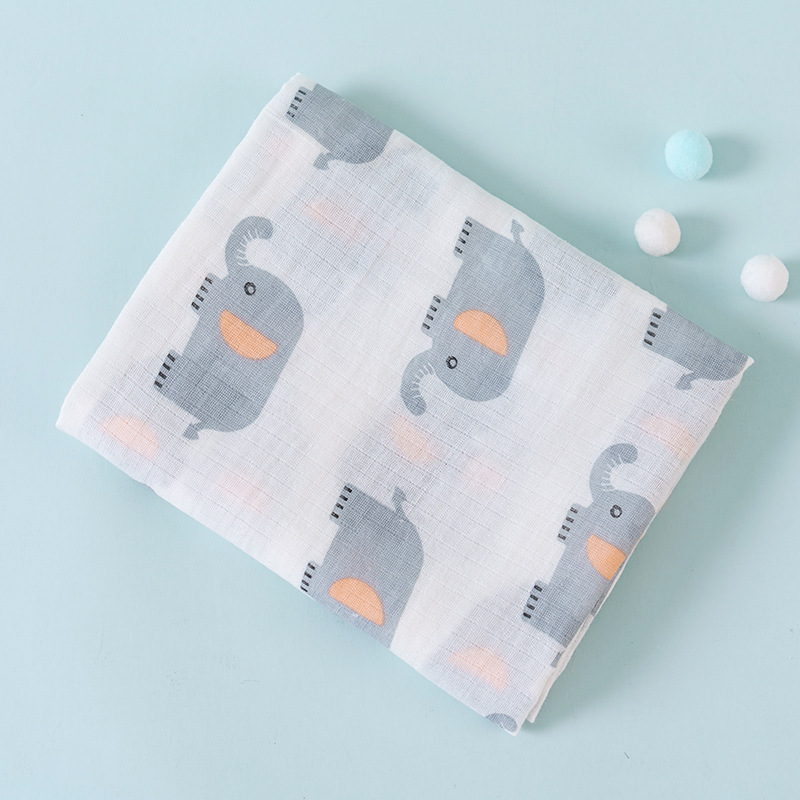 Elephant (Double Layer 120 * 110Cm)baby Gauze Bath towel Class A children pure cotton 120 Large size double-deck Cuddle quilt summer Thin Baby bed Advance sheet