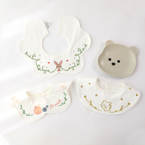 Baby saliva towel type A waterproof bib cotton adjustable newborn anti-vomiting petals rotatable bib to absorb water