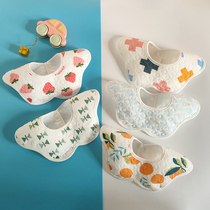 Baby bib spring and summer newborn waterproof spit milk cotton petals rotatable saliva towel children cartoon bib