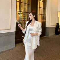 SX Shanxi thin imported acetate satin suit jacket womens summer high-end temperament royal style loose casual suit