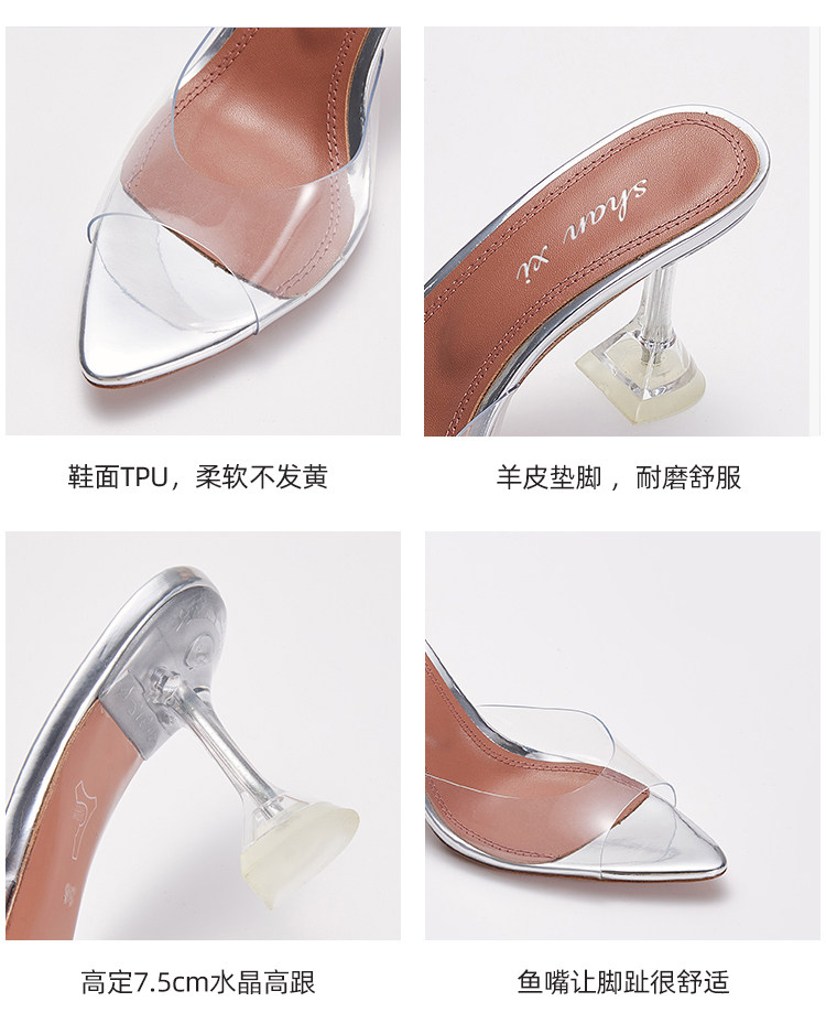 Модные туфли на высоком каблуке, универсальные тапочки, босоножки, из натуральной кожи                   