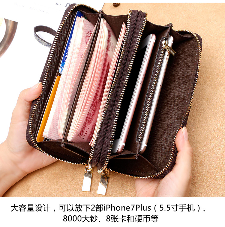 2018 phụ nữ mới của ví dài công suất lớn đôi dây kéo tay ví của phụ nữ hai lớp túi xách tay nam ví túi cầm tay nam