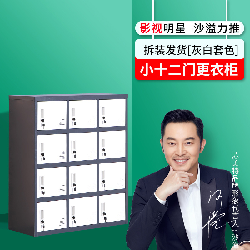 Thickened small 12-door disassembly cabinet Low cabinet Steel dressing cabinet Iron student storage cabinet Employee storage bag replacement wardrobe