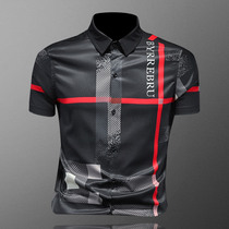 European station mens short sleeve striped shirt 2021 New slim Korean version summer thin youth print shirt tide