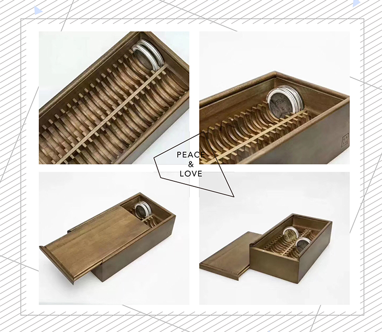 40 pieces containing 52mm round box fragrant Zhangwood solid wood box containing collection box copper money silver dollar ancient coin commemorative coin 