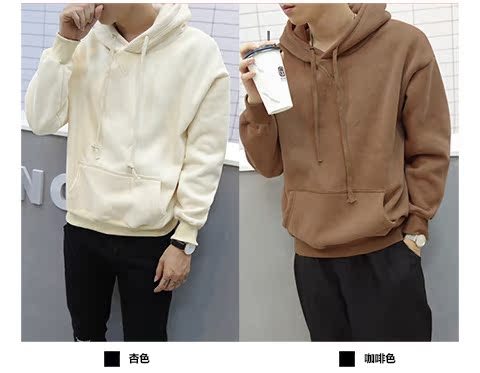 Mùa thu và mùa đông với màu sắc rắn rỏi cộng với áo trùm đầu nhung ấm áp dày trùm đầu phiên bản Hàn Quốc của cặp đôi thương hiệu áo len thủy triều cỡ lớn nam nữ tải rời quần jean nam