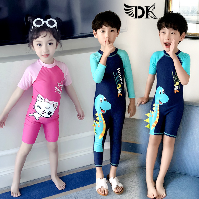 DK Children's swimsuit CUHK boy boy's baby even body swimsuit short sleeve speed dry male girl spa swimsuit