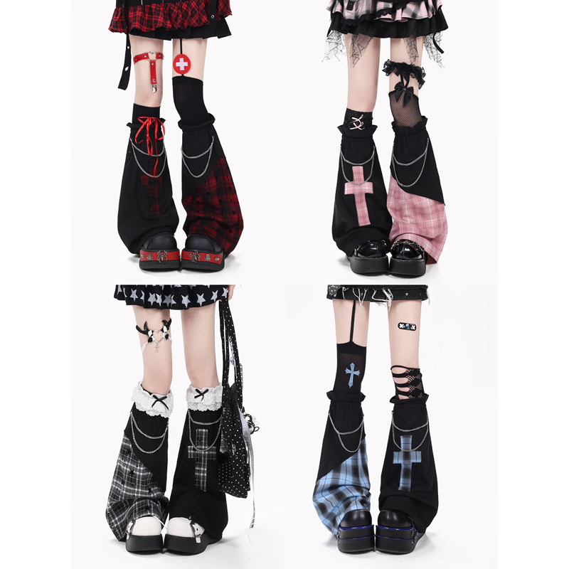 Crazygirl Original Hot Girl Y2K Light Asian Style Patterned Chain Niche Design Leg Warmers Slouch Socks for Women Crazygirl Original Hot Girl Y2K Light Asian Style Patterned Chain Niche Design Leg Warmers Slouch Socks for Women