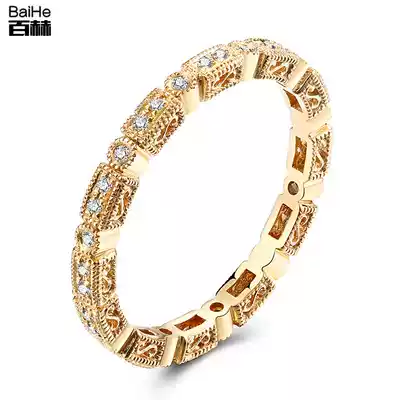 Baihe jewelry 18K gold full diamond ring diamond ring female retro full diamond ring ring can be customized Platinum