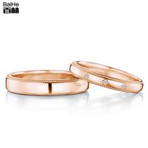 18K platinum rose gold gold proposal wedding diamond ring couple pair ring diamond ring female custom Platinum