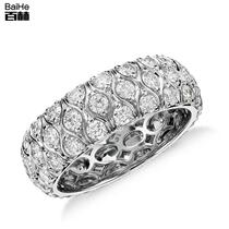 18K gold diamond courting full drill ring full drill ring platoon drill womens three rows full circle drilling ring platinum customized