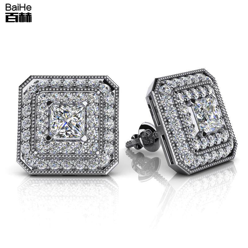 Bach 18 kg gold diamond ear - pin female group real - diamond earrings luxury diamond earrings custom platinum