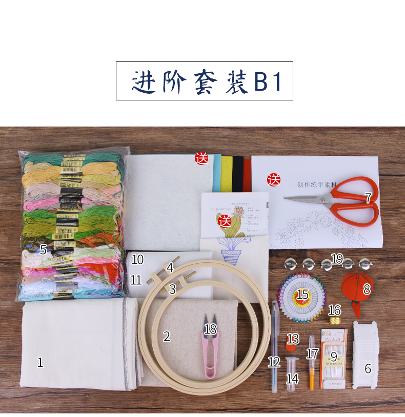 Thêu thêu truyền thống công cụ diy kit mới bắt đầu thêu entry thêu tay dành riêng một bộ đầy đủ các công cụ - Công cụ & vật liệu may DIY thước laser bosch