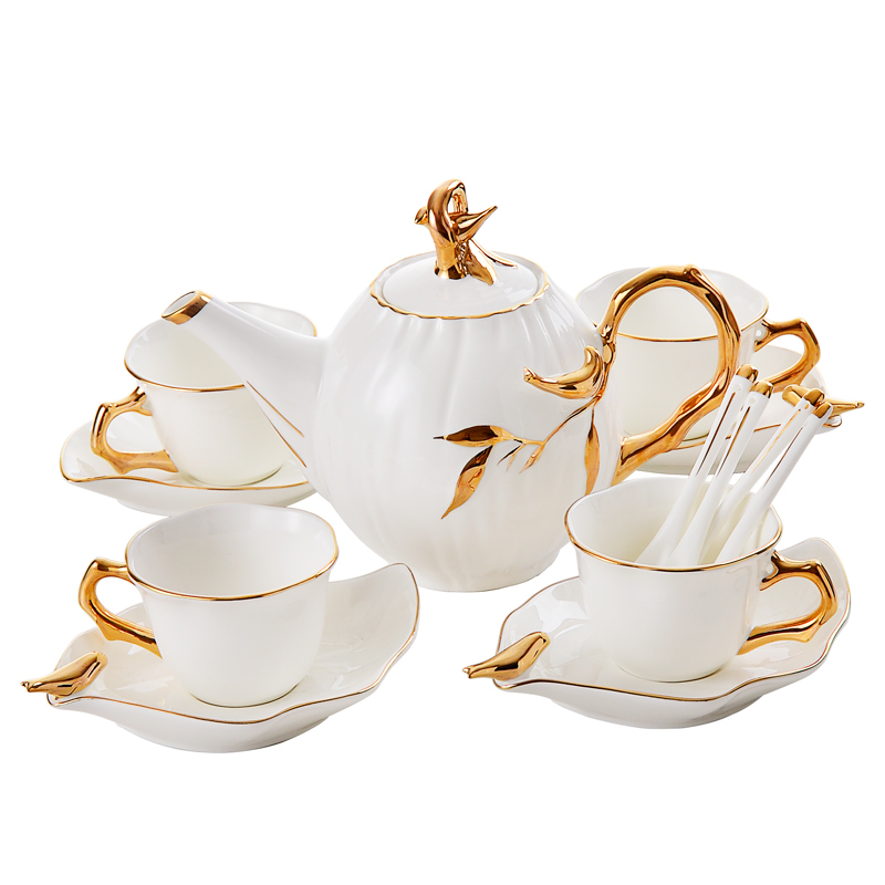 Tangshan ipads porcelain paint by hand coffee set between key-2 luxury villa example tea coffee set with cups and saucers