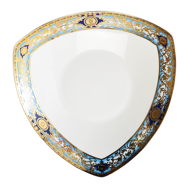 Fine ipads China plate embossed gold dishes triangle plate ipads porcelain ceramic up phnom penh dish dinner plate FanPan soup plates