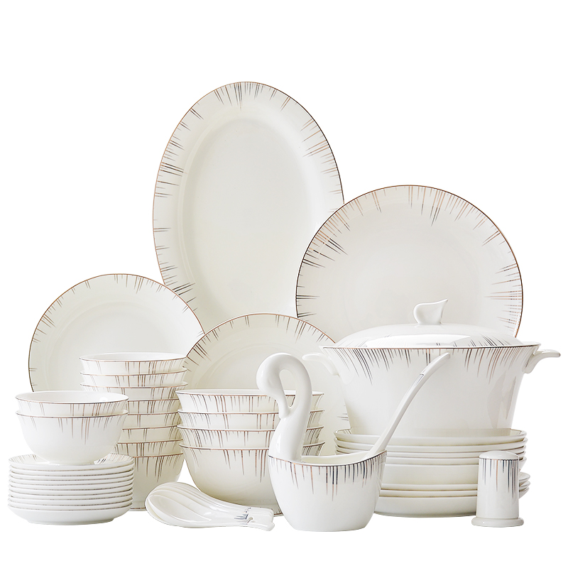 Tangshan ipads porcelain tableware suit 60 head ipads bowls plates spoon combination to dojo.provide household porcelain tableware set of gift boxes