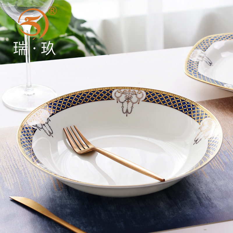 Household luxuriant up phnom penh 10 inches ipads China bao wings big fruit and vegetable pasta dish plate deep dish ceramic bowl for rainbow such use