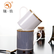  Household creative bone china cup water cup milk cup coffee cup male and female couple mug simple and stylish large-capacity cup