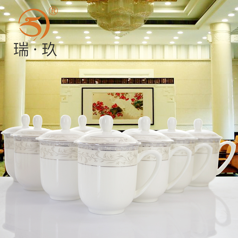 Ten cups of tea cup cup with cover ipads porcelain ceramic cup lid cup meeting office cup lead - free ipads porcelain ceramic cup