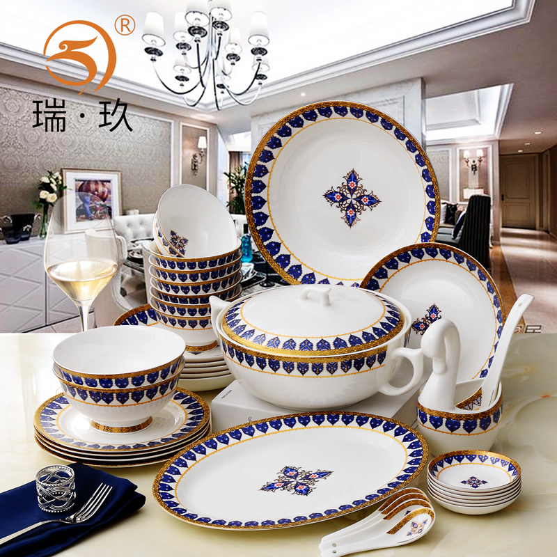 Creative dishes suit household ou bowl chopsticks up phnom penh western - style tableware portfolio ipads porcelain tableware sets dishes gift box