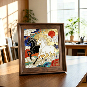Year of the Horse Enamel Frame Painting DIY Kit, Traditional Handicraft Decoration, Corporate Event Gift, Housewarming P