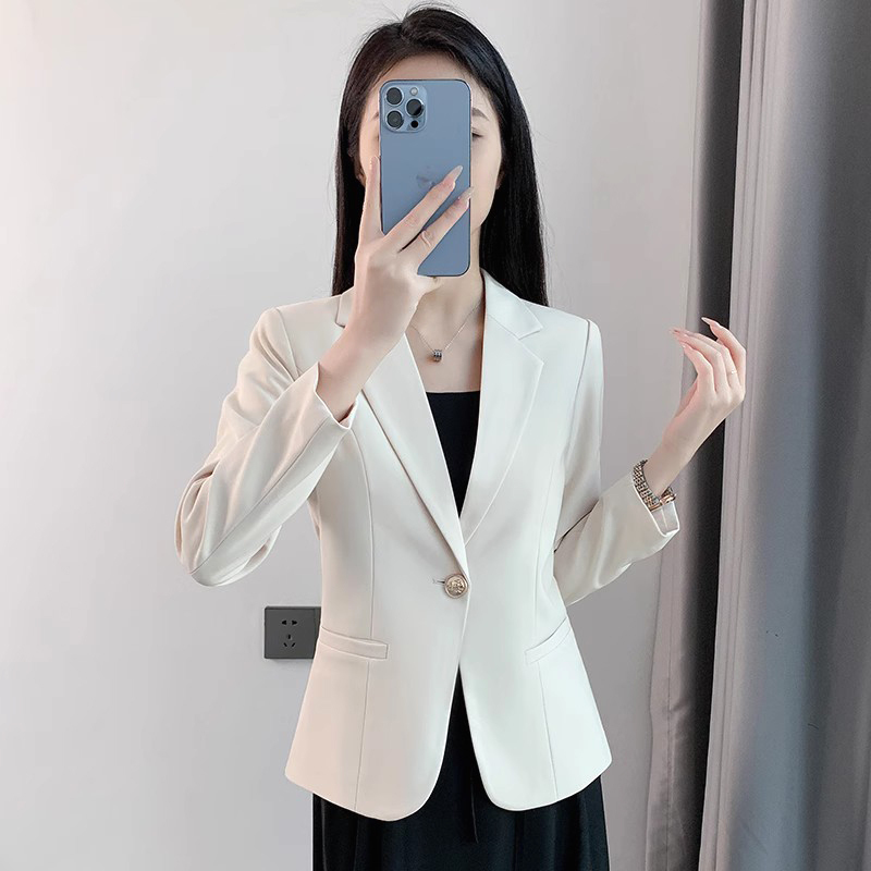 White Blazer for Women, Spring and Autumn 2026 New Style, Fashionable and Elegant, Petite Slim Fit Casual Women's Suit Jacket