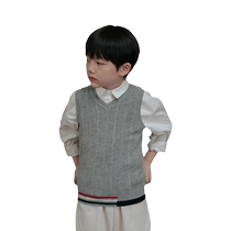 (100% wool) boy 2023 new vest waistcoat child sheep sweatshirt CUHK Tong pure color casual sweaters