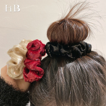 Simple high stretch hair fabric tie hair leather band female ponytail Hairband coliform ins retro French head rope